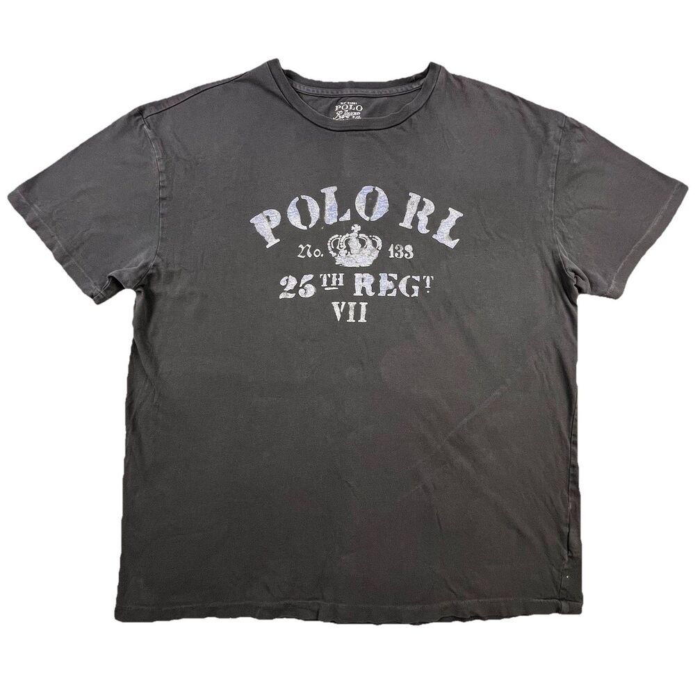 Polo Ralph Lauren T-Shirt Size M Gray 25th Regt Military Army Short Sleeve